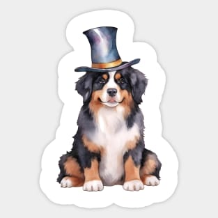 Watercolor Bernese Mountain Dog in Magic Hat Sticker